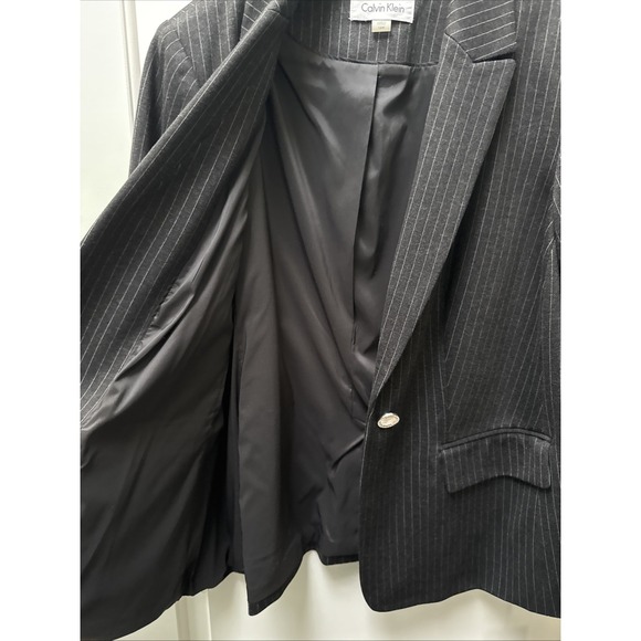 NWT Calvin Klein Blazer‎ Women's Plus 16W Black Pinstripes - Picture 9 of 16
